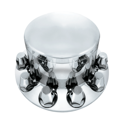 Dome Axle Cover Combo Kit With 33mm Standard Thread-On Nut Covers & Nut Cover Tool - Chrome