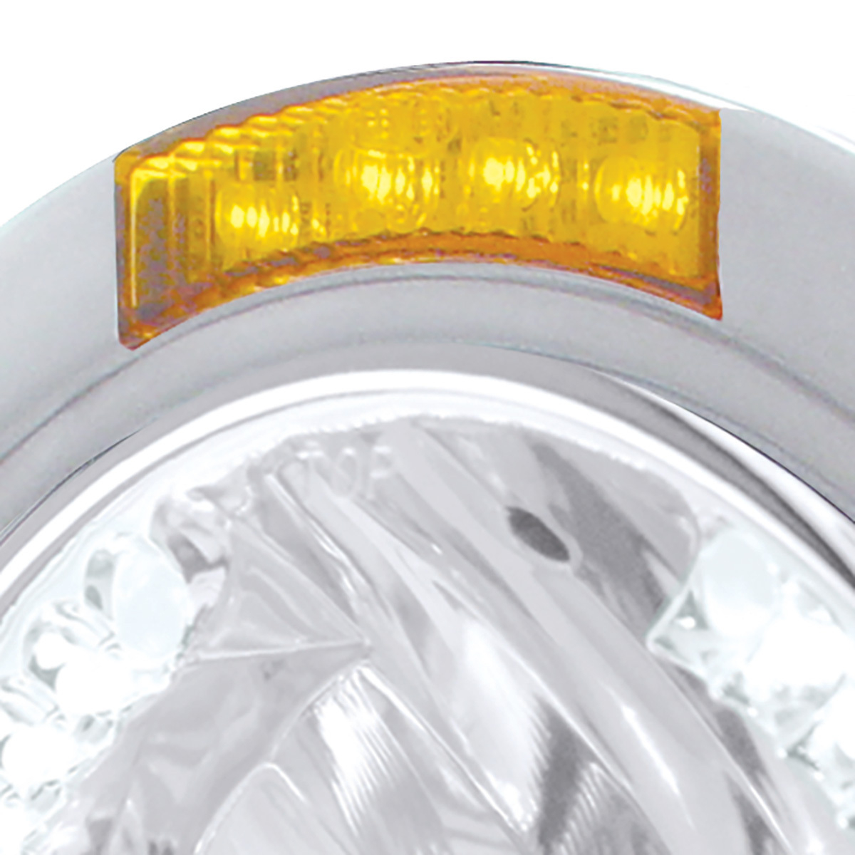 Stainless Steel Bullet Half Moon Headlight H4 With White LED & Dual Mode LED Signal-Amber Lens