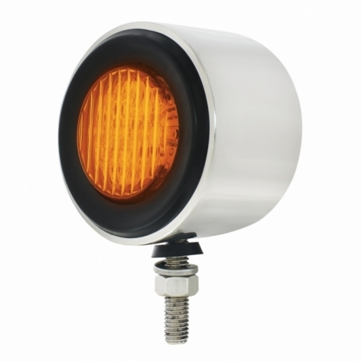 Stainless 2.5" Double Face Light With LED Lights & Grommets - Amber & Red LED/Amber & Red Lens