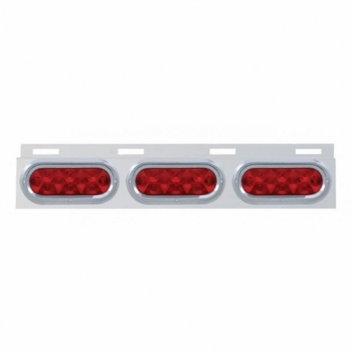 Stainless Top Mud Flap Plate With Three 10 LED Lights & Visor - Red LED/Red Lens (Each)