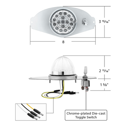 304 SS Above Door Dome Light Kit W/ 17 LED Double Fury Watermelon For 2008-2017 FL Cascadia-Red & White LED