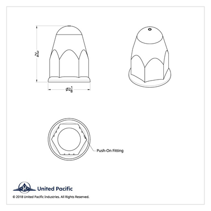 1-1/2" X 2-3/4" Chrome Plastic Slotted Bullet Nut Cover With Flange - Push-On (Bulk)