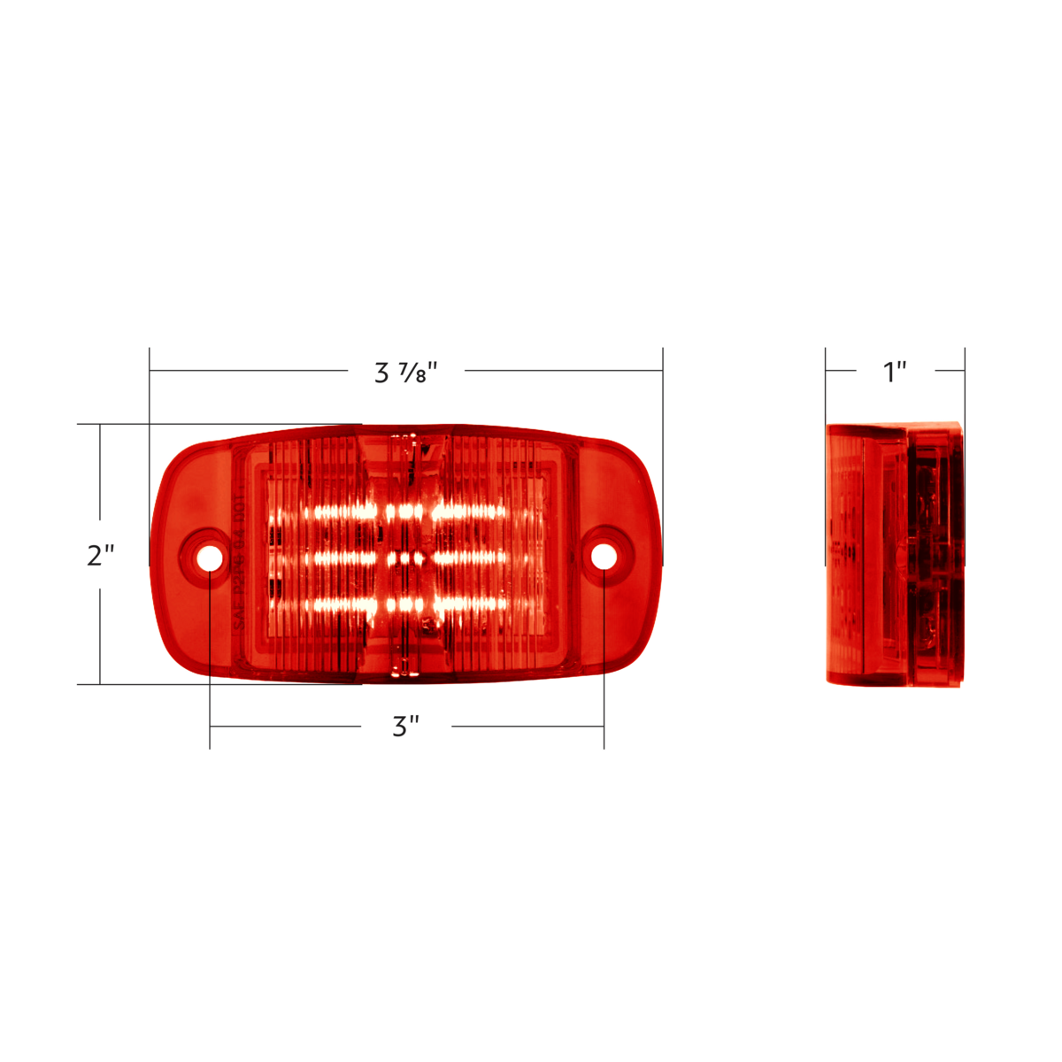 8 LED Rectangular Clearance/Marker Light - Red LED/Red Lens (Bulk)