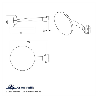 4" Stainless Steel Peep Mirror With Chrome Straight Arm And Convex Mirror Glass