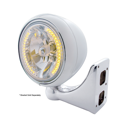Chrome Guide 682-C Style Headlight H4 Bulb With 34 Amber LED