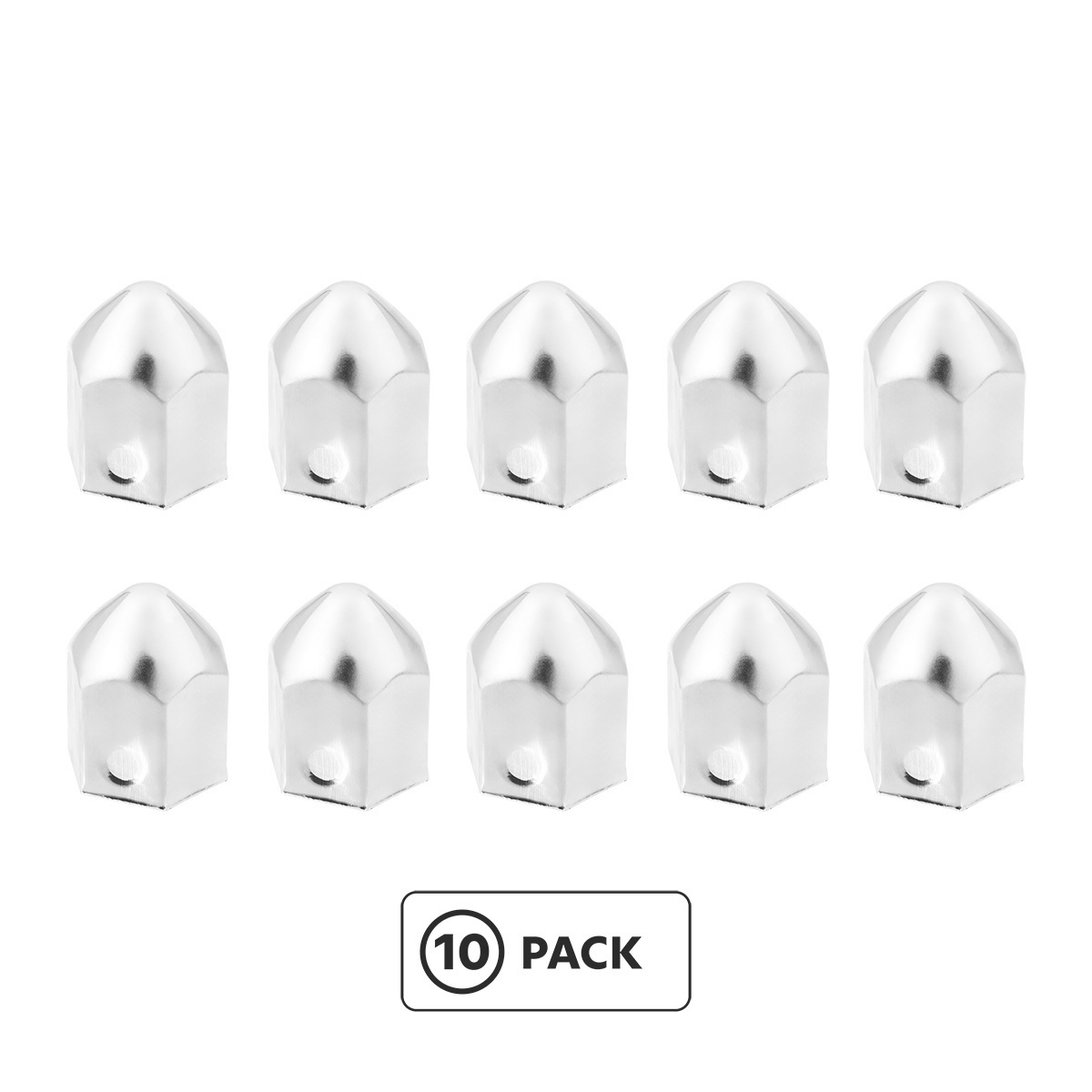 1-1/2" x 2-1/4" Chrome Steel Pointed Nut Covers (10-Pack)