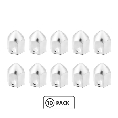 1-1/2" x 2-1/4" Chrome Steel Pointed Nut Covers (10-Pack)