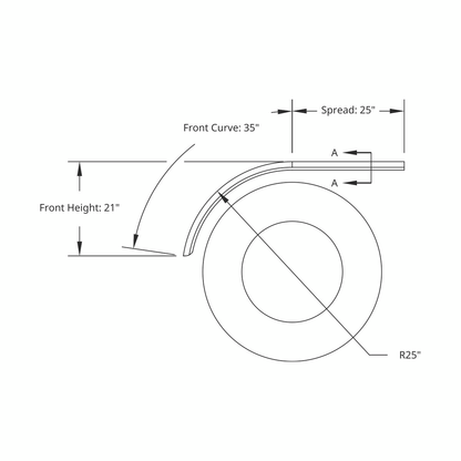 60" 430 Stainless Steel (16ga) Roll Formed Edge Smooth Half Fender - SS Series (Pair)