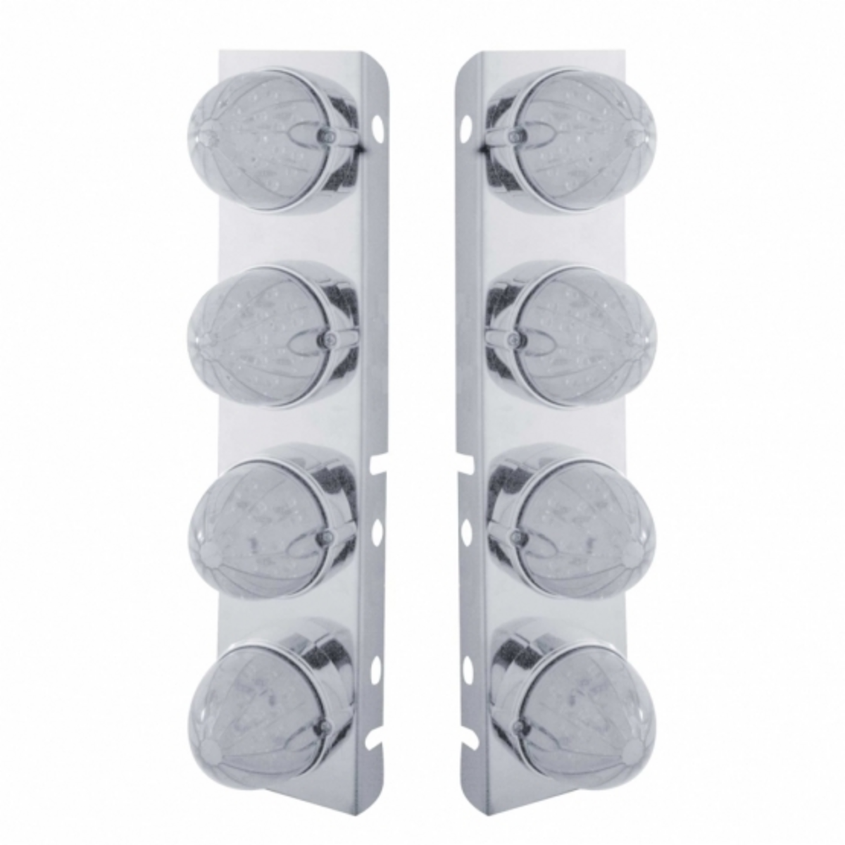 SS Front Air Cleaner Bracket With 8X 19 LED Bullet Style Lights & Bezels For Peterbilt-Amber LED/Clear Lens