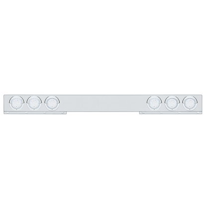 Chrome 1 Piece Rear Light Bar With Six 36 LED 4" Lights & Visors - Red LED/Clear Lens