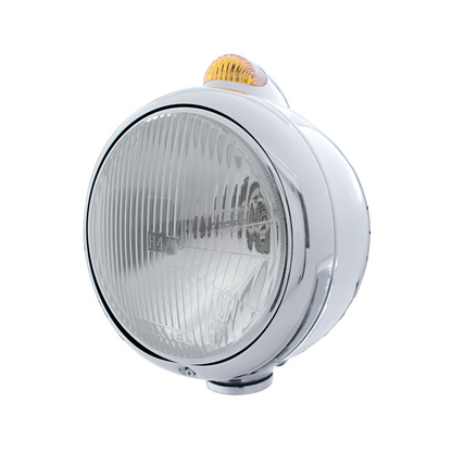 Stainless Steel Guide 682-C Headlight H4 & Dual Mode LED Signal - Amber Lens