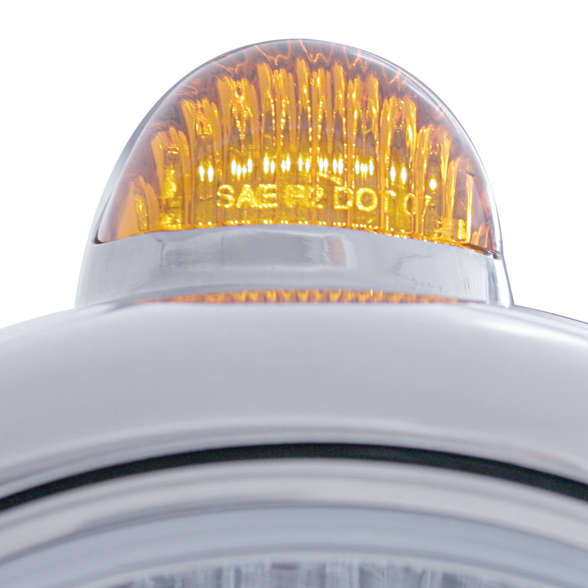 Stainless Steel Guide 682-C Headlight H4 & Dual Mode LED Signal - Amber Lens