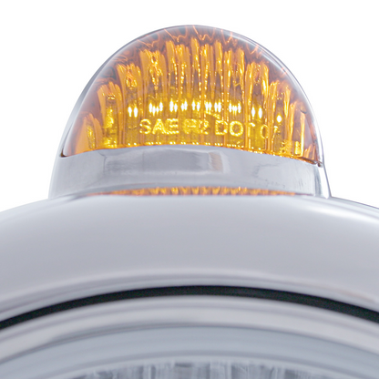 Stainless Steel Guide 682-C Headlight H4 & Dual Mode LED Signal - Amber Lens
