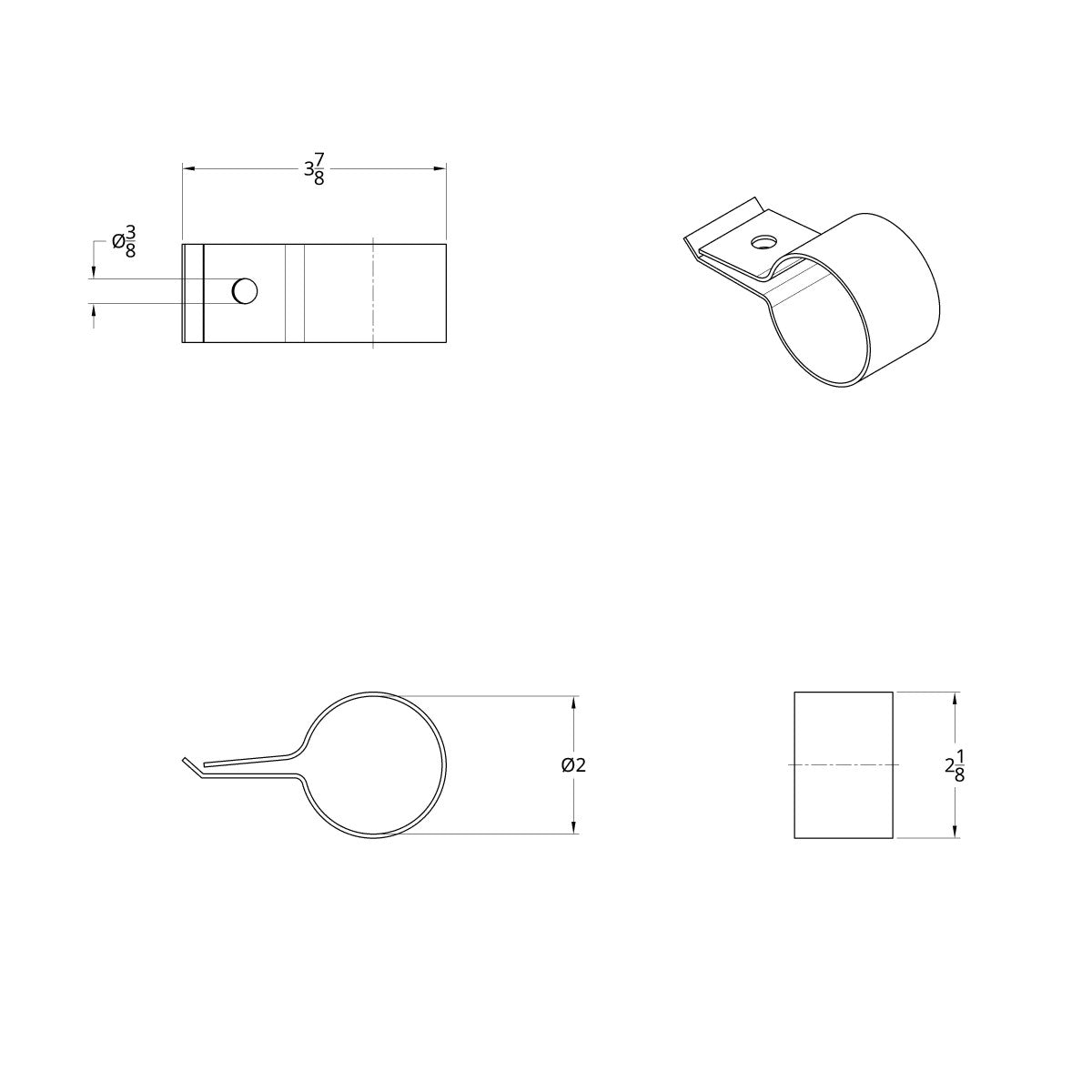 Stainless Steel Quarter Fender 2" Tube Clamp