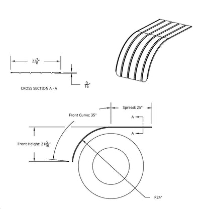 60" 430 Stainless Steel (16ga) Half Fender-SR Series (Pair)
