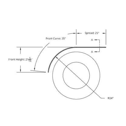 60" 430 Stainless Steel (16ga) Half Fender-SR Series (Pair)