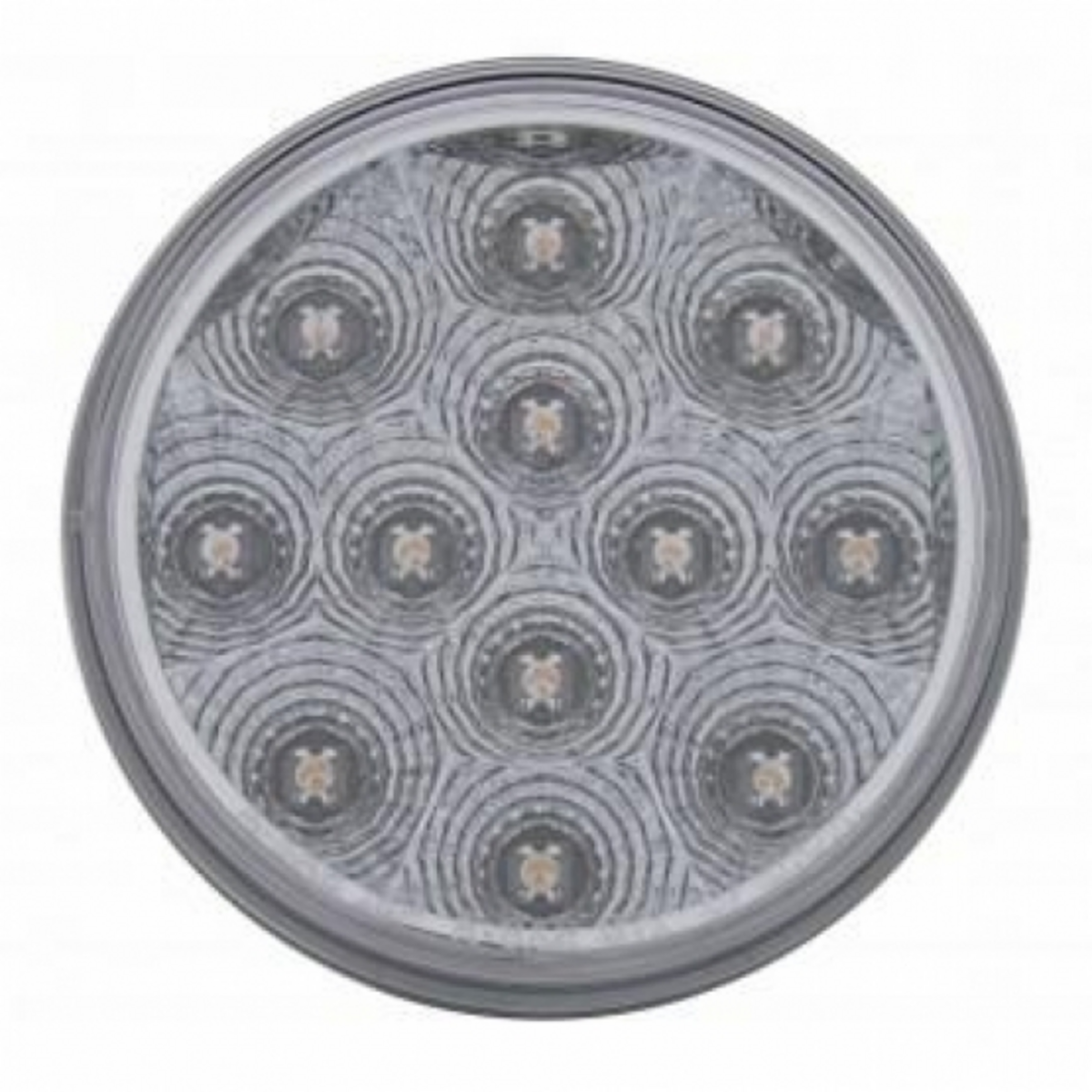 2.5" Bolt Pattern Chrome Spring Loaded Bar W/6X 12 LED 4" Reflector Lights -Red LED/Clear Lens (Pair)