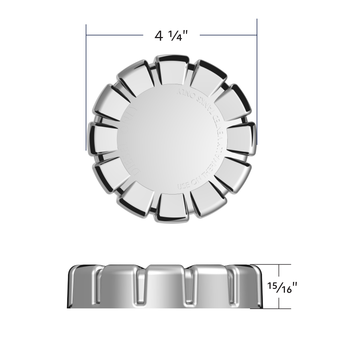 Chrome Plastic Fuel Cap Cover For Kenworth - Non-Locking