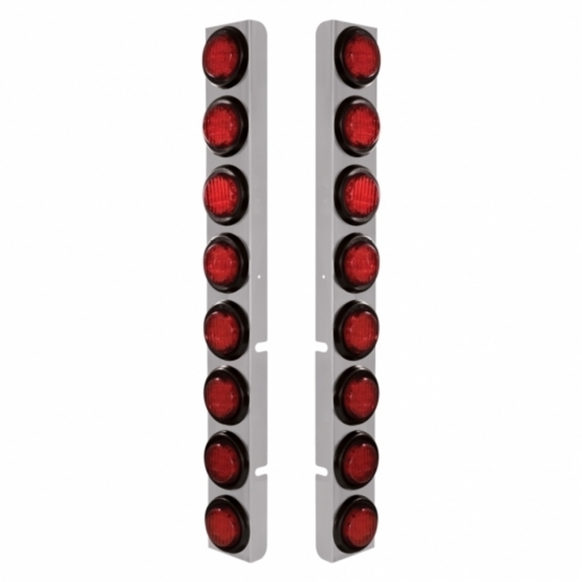 SS Rear Air Cleaner Bracket With 16X 9 LED 2" Lights For Peterbilt-Red LED & Lens