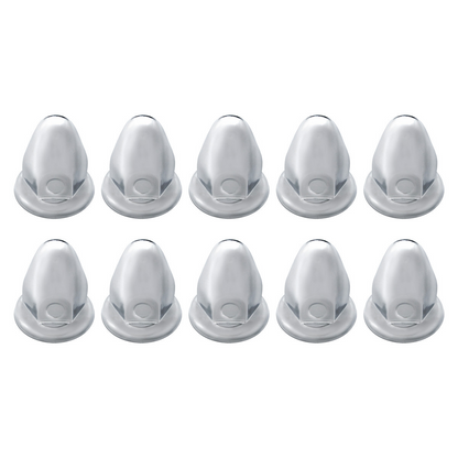 33mm x 2-1/8" Chrome Steel Bullet Nut Covers With Flange (10-Pack)