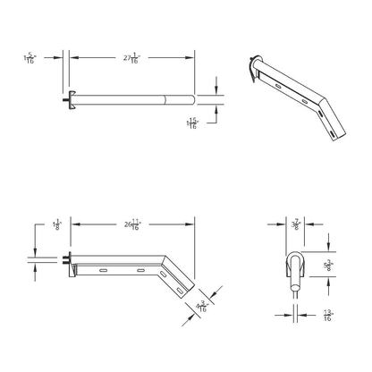 28" Black 45-Degree Angled Mud Flap Hangers - 1-1/8" Bolt Pattern - Competition Series (Pair)