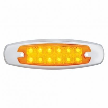 12 LED Reflector Rectangular Light With Bezel (Clearance/Marker) - Amber LED/Amber Lens (Bulk)