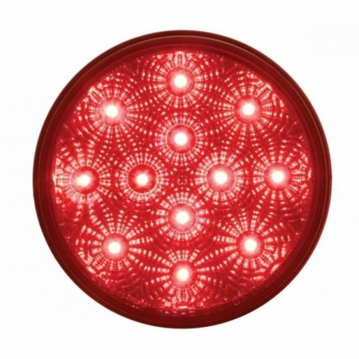 12 LED 4" Round Reflector Light (Stop, Turn & Tail) - Red LED/Red Lens