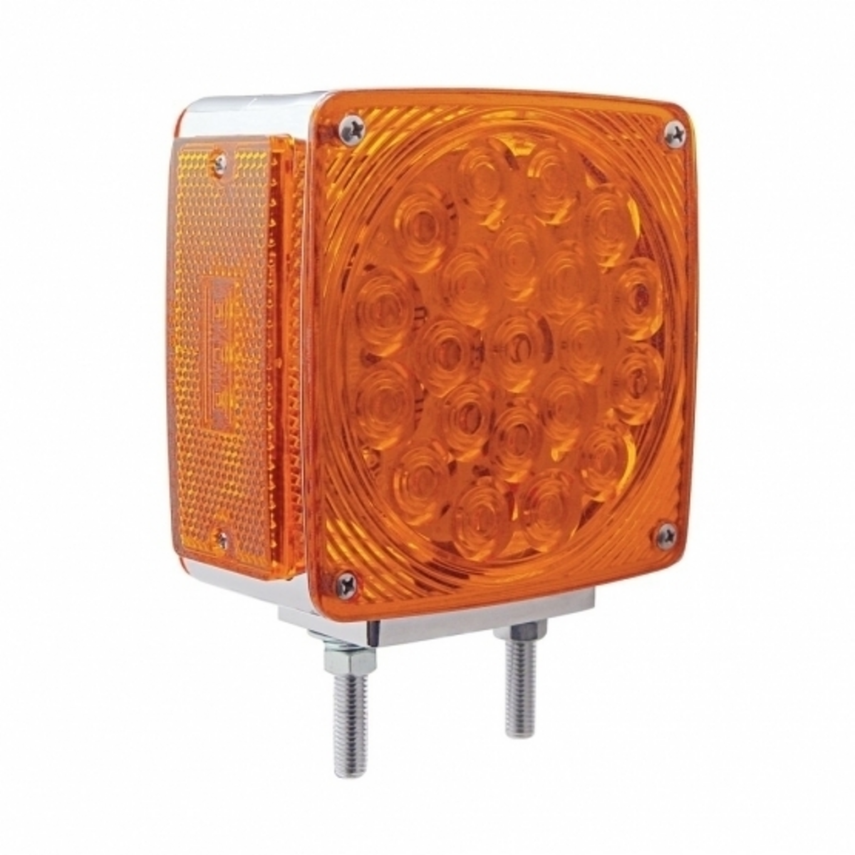 45 LED Double Stud Double Face Turn Signal Light (Passenger) - Amber & Red LED/Amber & Red Lens