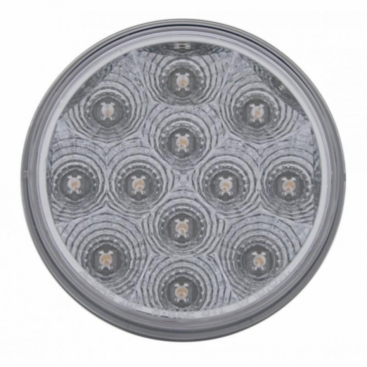 2.5" Bolt Pattern Chrome Spring Loaded Bar W/6X 12 LED 4" Refl. Lights & Visors-Red LED/Clear Lens (Pair)