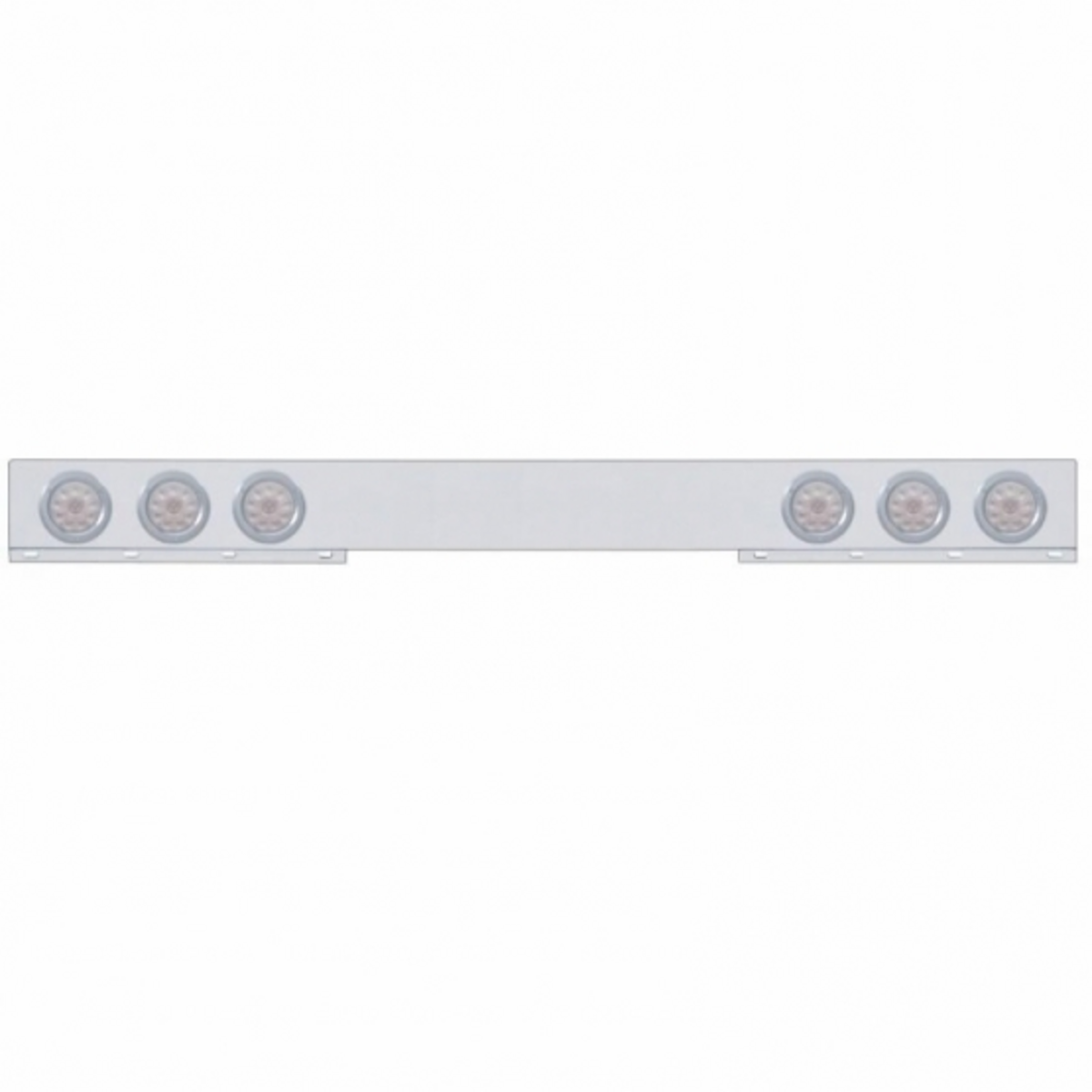 Stainless 1 Piece Rear Light Bar With 6X 10 LED 4" Lights & Bezels - Red LED/Clear Lens