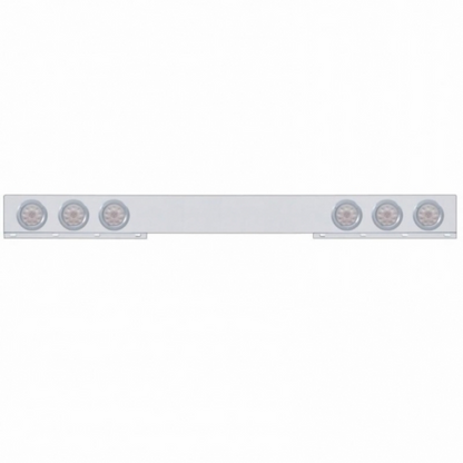 Stainless 1 Piece Rear Light Bar With 6X 10 LED 4" Lights & Bezels - Red LED/Clear Lens
