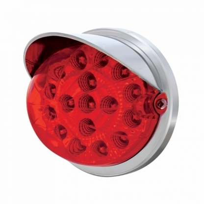 17 LED Watermelon Clear Reflector Flush Mount Kit With Visor - Red LED/Red Lens