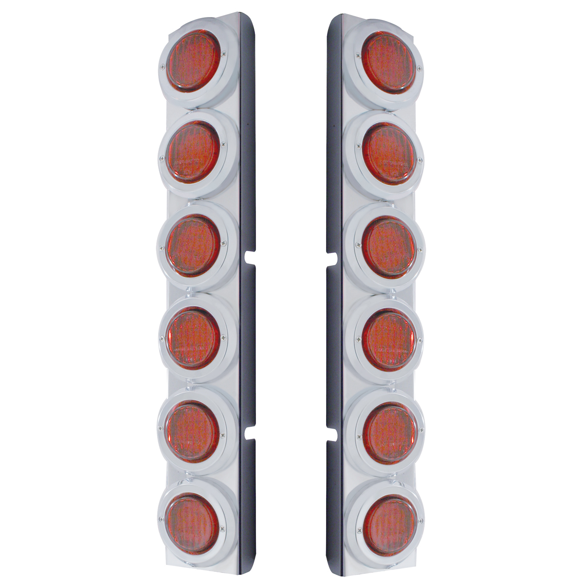 Rear Air Cleaner Bracket With 12 Flat LED Lights & Bezel For Peterbilt- Red LED/Red Lens