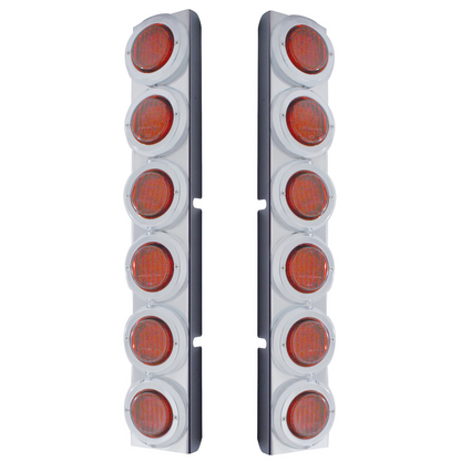 Rear Air Cleaner Bracket With 12 Flat LED Lights & Bezel For Peterbilt- Red LED/Red Lens