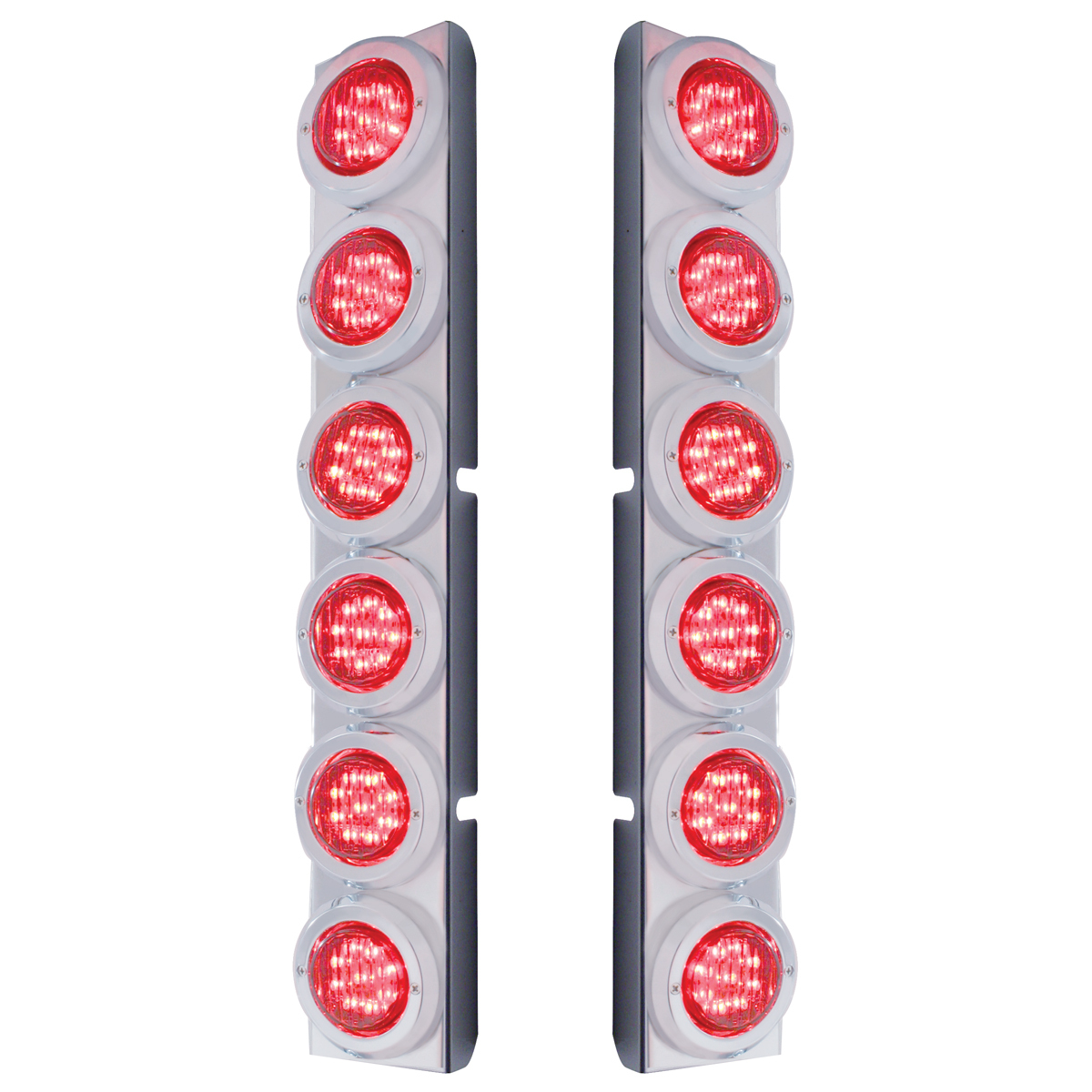 Rear Air Cleaner Bracket With 12 Flat LED Lights & Bezel For Peterbilt- Red LED/Red Lens