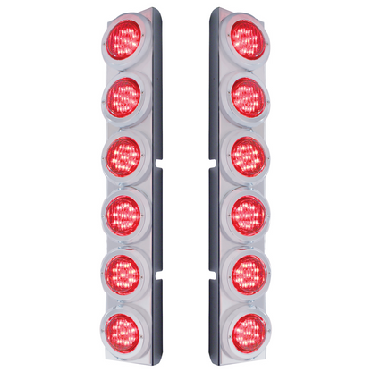 Rear Air Cleaner Bracket With 12 Flat LED Lights & Bezel For Peterbilt- Red LED/Red Lens