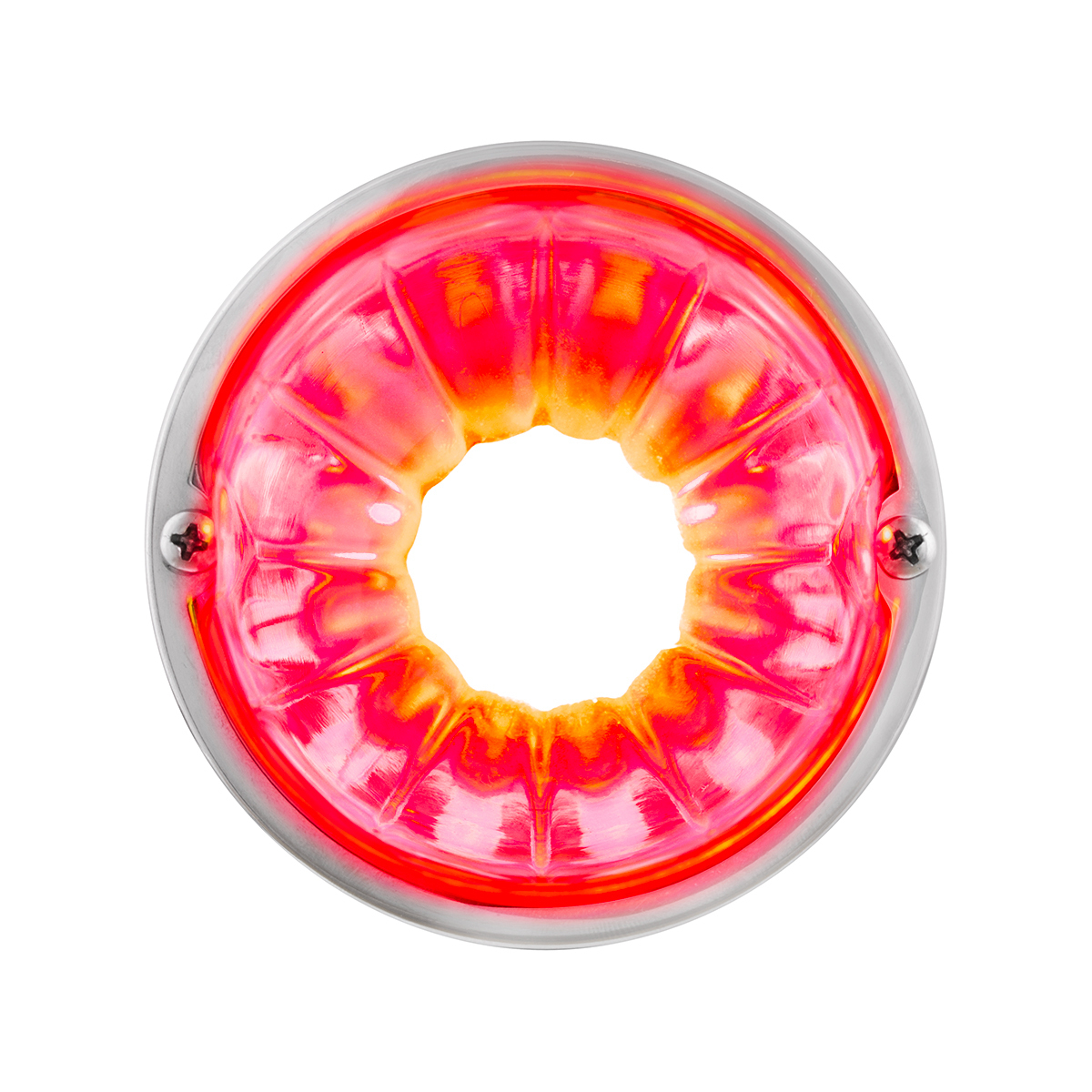 Dual Function Glass Watermelon Flush Mount Kit With LED Bulb - Red LED/Clear Lens