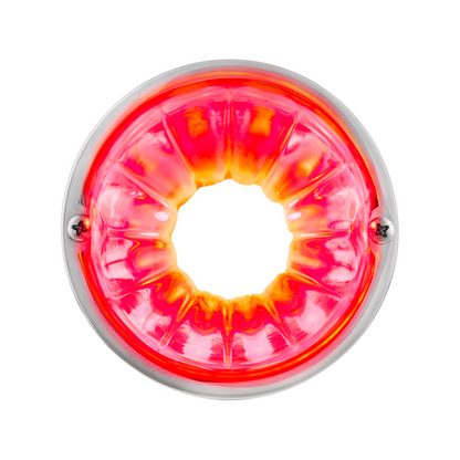 Dual Function Glass Watermelon Flush Mount Kit With LED Bulb - Red LED/Clear Lens