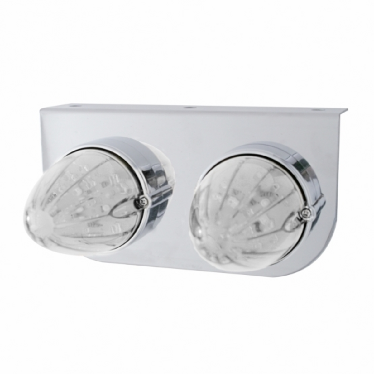Stainless Light Bracket With 2X 19 LED Watermelon Lights - Amber LED/Clear Lens