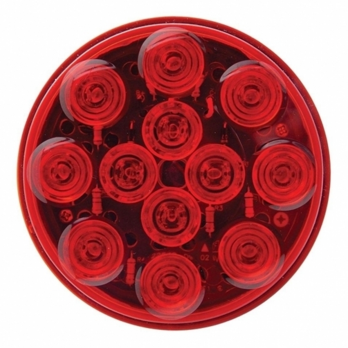 12 LED 4" Round Light (Stop, Turn & Tail) - Red LED/Red Lens