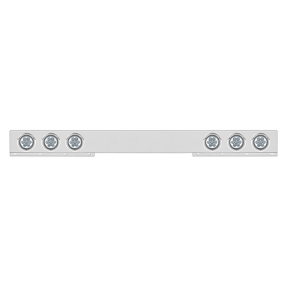 Chrome 1 Piece Rear Light Bar With Six 7 LED 4" Reflector Lights & Bezels - Red LED/Clear Lens