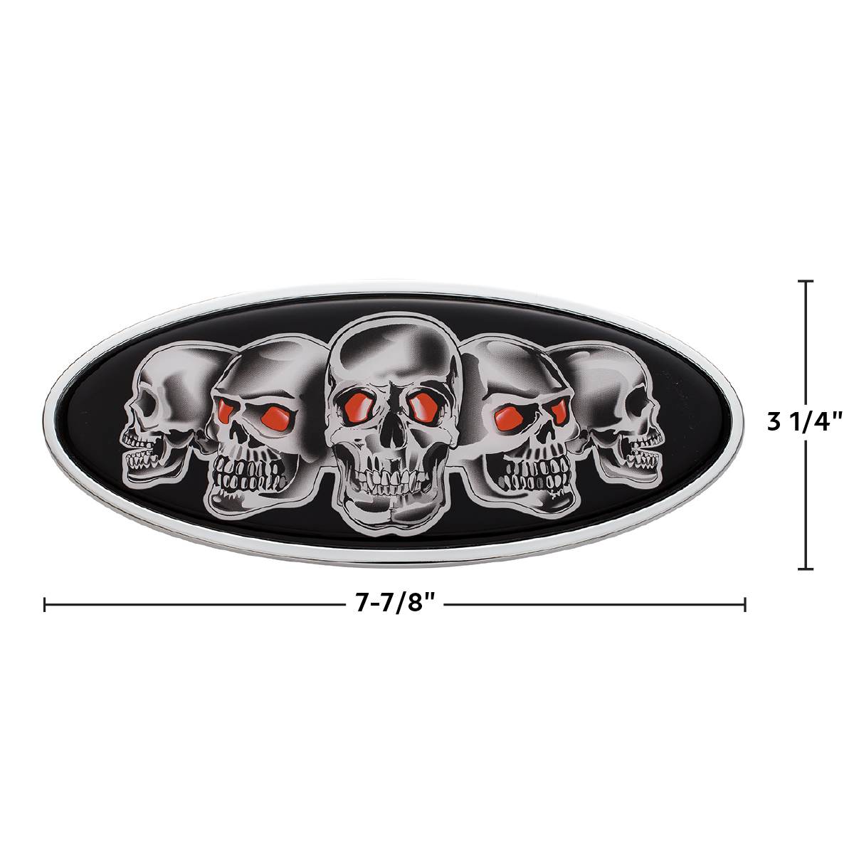 Chrome Die Cast Skull Emblem - Black