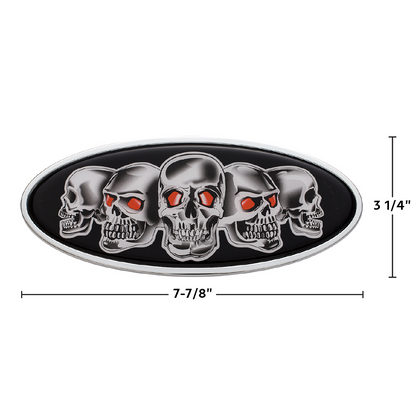 Chrome Die Cast Skull Emblem - Black