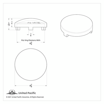 Chrome Plastic Covers For 3/4" Round Vinyl Button For Most Freightliner & International (Card of 10)