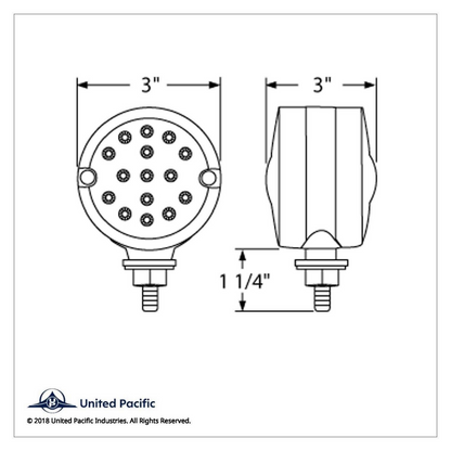 30 LED 3" Dual Function Reflector Double Face Light - Amber & Red LED/Clear Lens