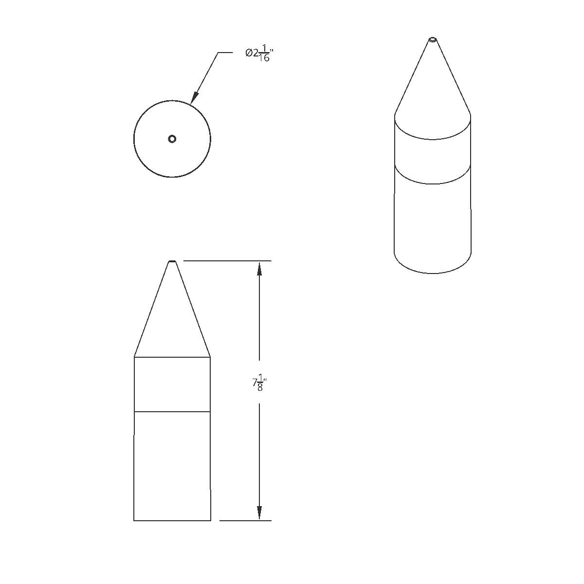 33mm X 7-1/8" Chrome Plastic Tall Spike Nut Cover - Thread-On (Bulk)
