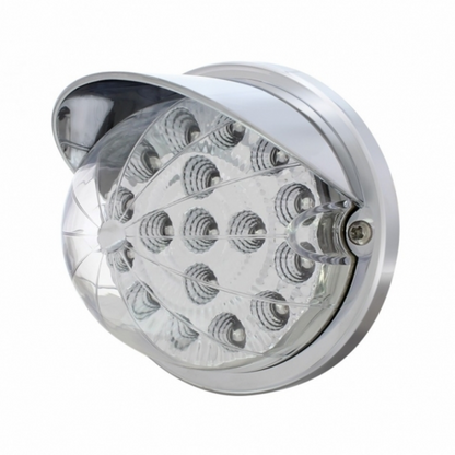 17 LED Watermelon Clear Reflector Flush Mount Kit With Visor - Amber LED/Clear Lens
