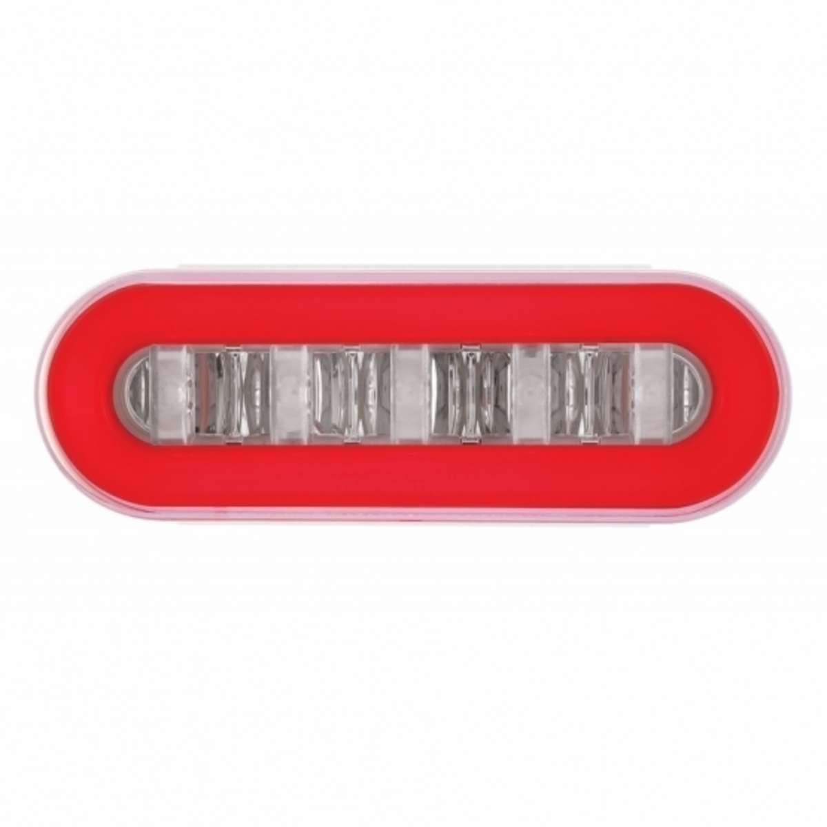 3-3/4" Bolt Pattern SS Spring Loaded Bar With 6X 22 Red LED 6" Oval GloLight & Grommet -Clear Lens (Pair)