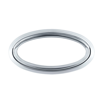 Chrome Plastic Bezels With Visor For 3" X 1-1/8" Peterbilt Door Emblem (Card of 2)