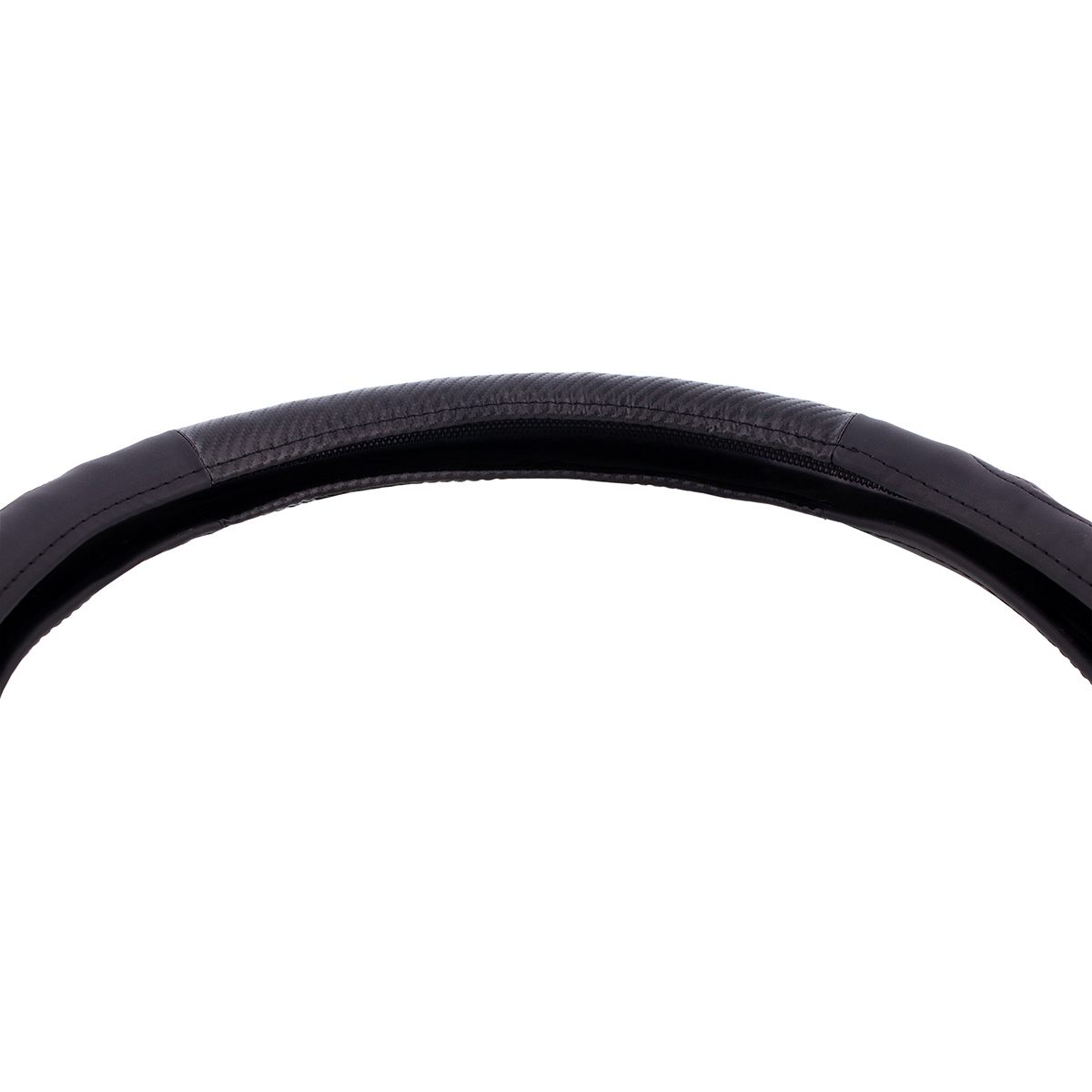 18" Carbon Fiber Pattern Steering Wheel Cover - Black Stitching